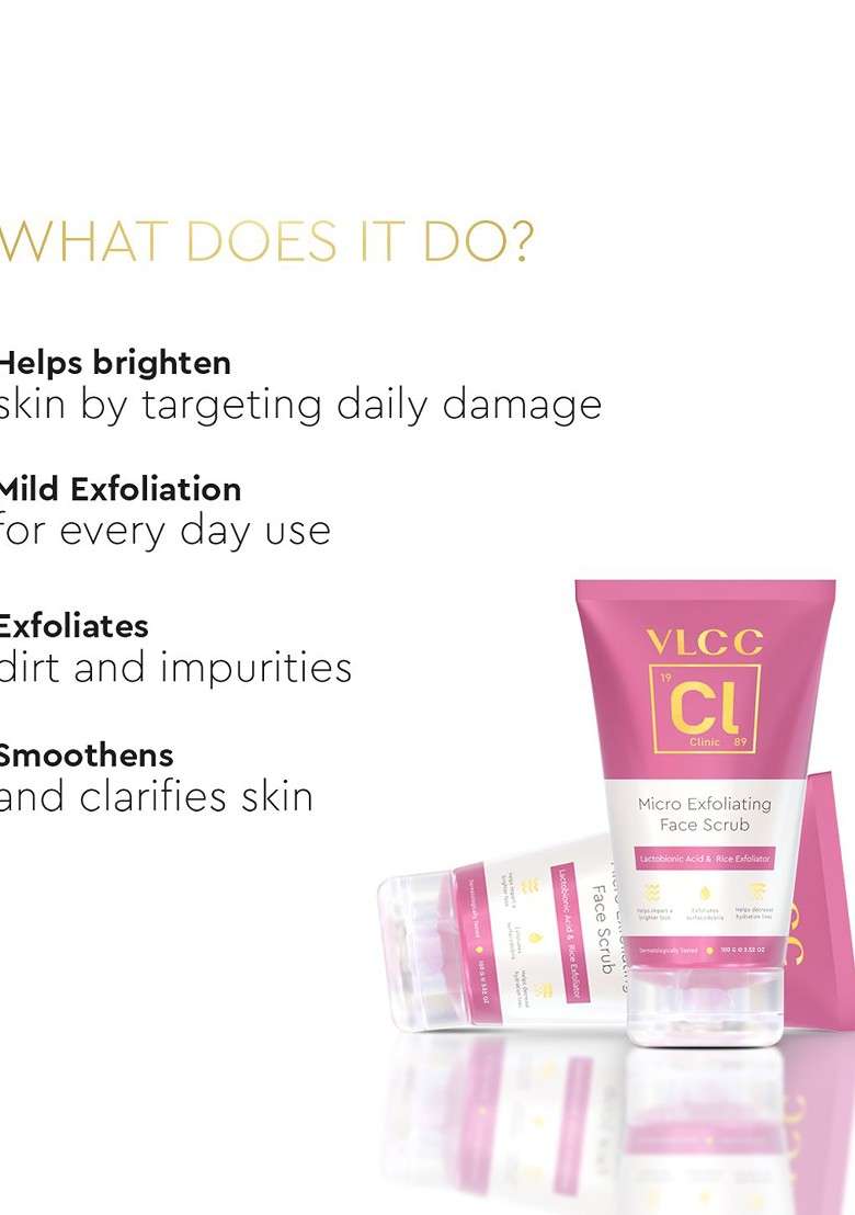 Vlcc Clinic Micro Exfoliating Face Scrub With Lactobionic Acid Rice Exfoliator 100 G - Indya
