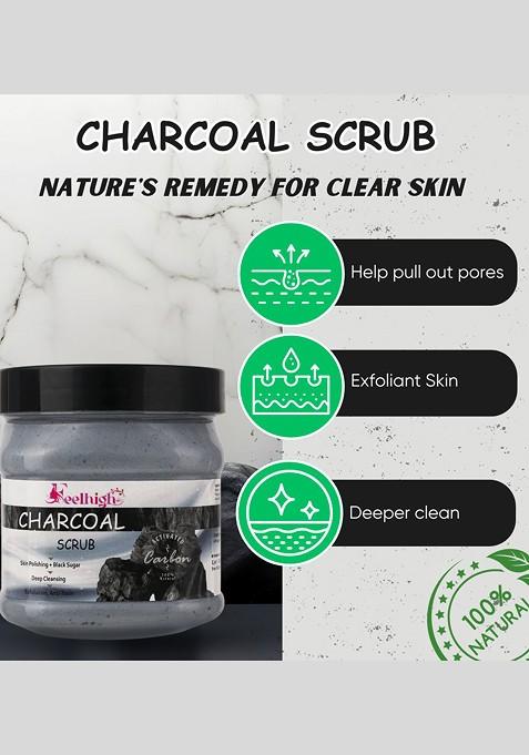 Feelhigh Set Of 2 Charcoal Coffee Gel Scrub For Face Body Exfoliators 500 Ml Each