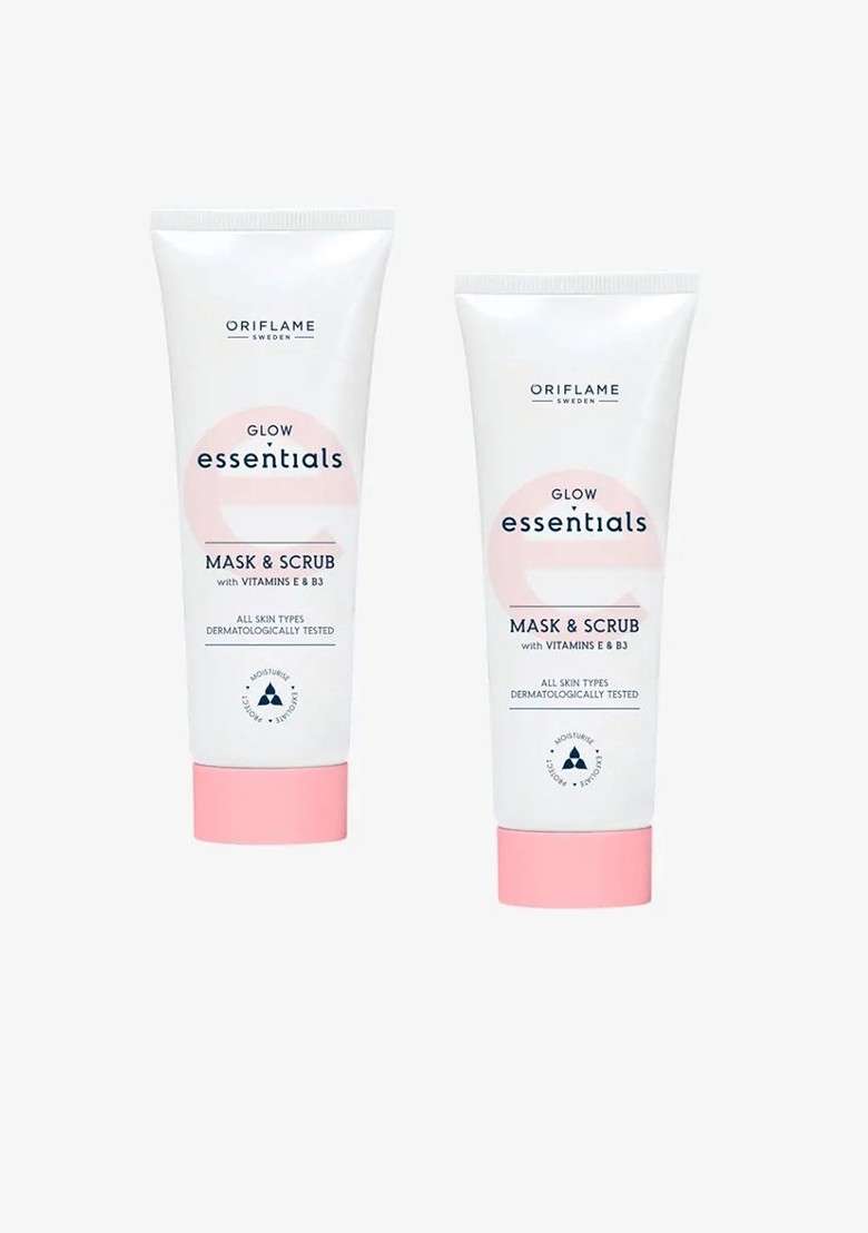 Oriflame Set Of 2 Glow Essentials Mask Scrub With Vitamins E B3 75 G Each - Indya