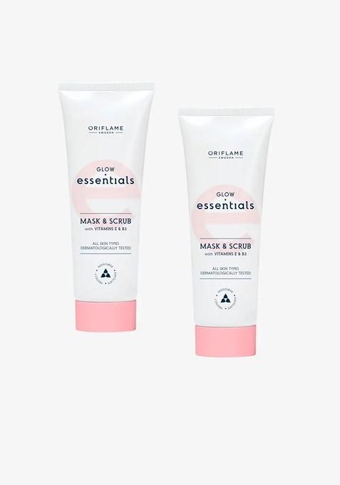 Oriflame Set Of 2 Glow Essentials Mask Scrub With Vitamins E B3 75 G Each