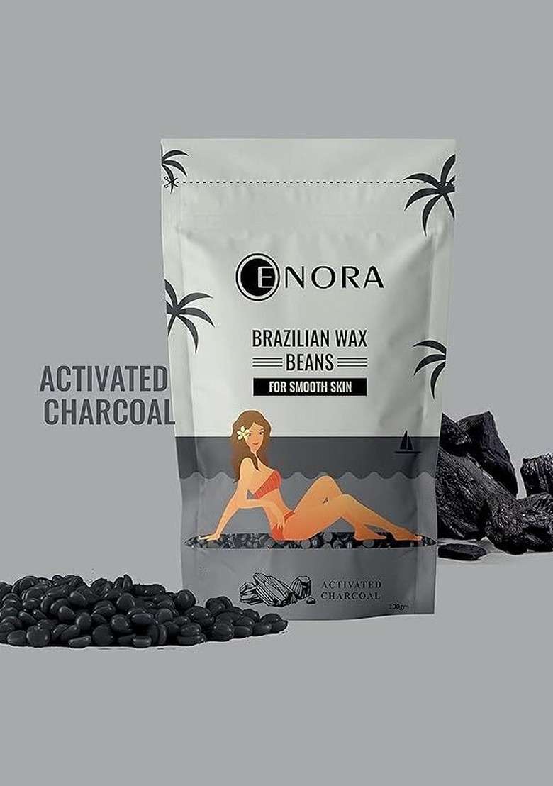 Enora Activated Charcoal Brazilian Face Wax 100 G With Pan Spatula - Indya
