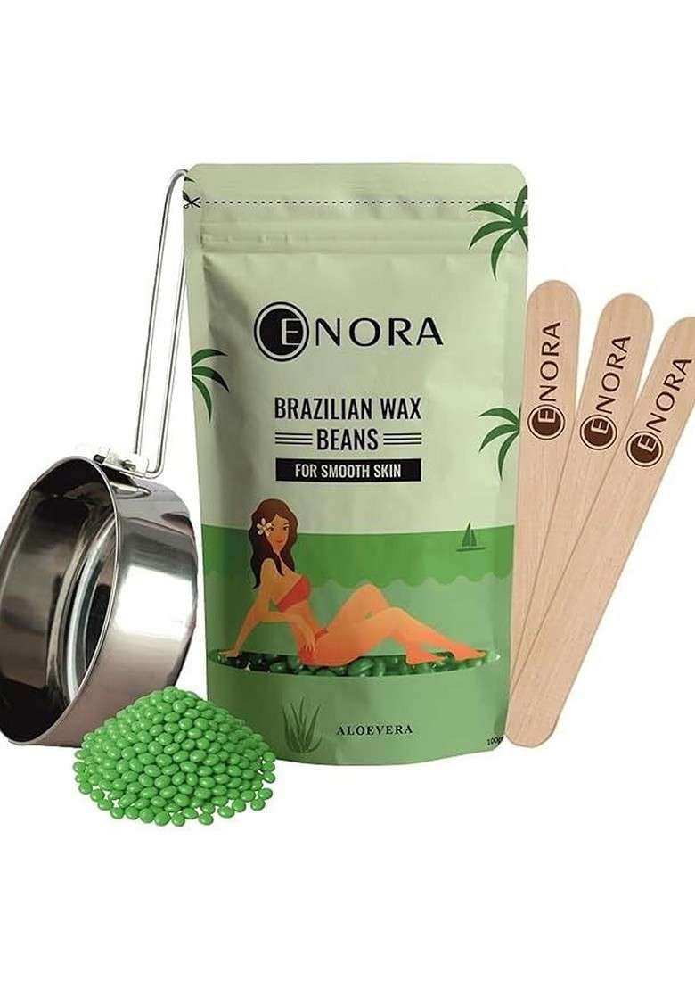 Enora Aleovera Brazilian Face Wax 100 G With Pan Spatula - Indya