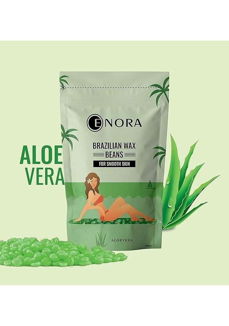 Enora Aleovera Brazilian Face Wax 100 G With Pan Spatula - Indya