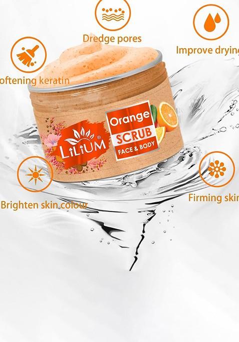 Lilium Orange Deep Exfoliating Face Body Scrub With Vitamin E Aloevera 250 G
