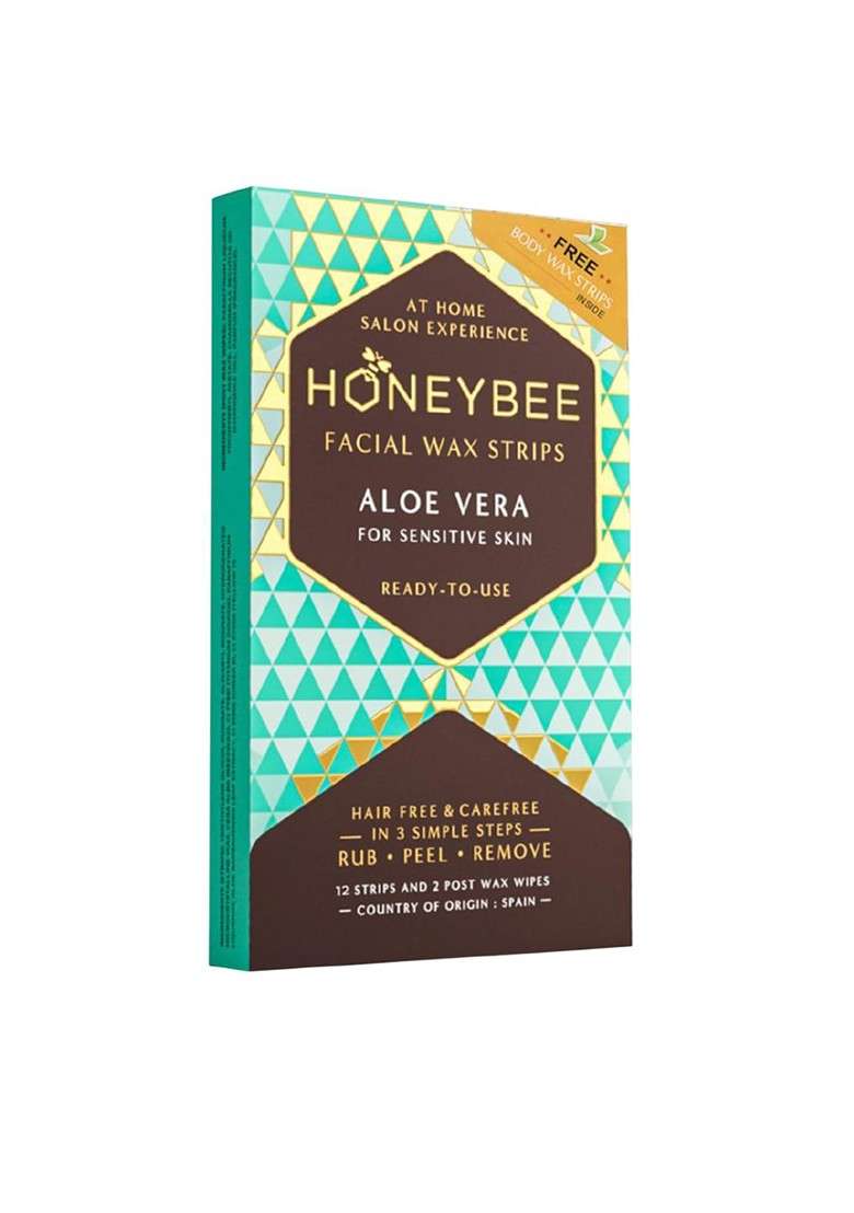 Honeybee Aloe Vera Facial Wax Strips 12 2 Post Wipes - Indya