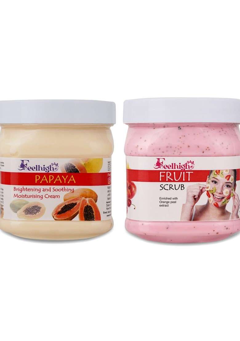 Feelhigh Set Of 2 Papaya Cream Fruit Scrub 500Ml Each - Indya