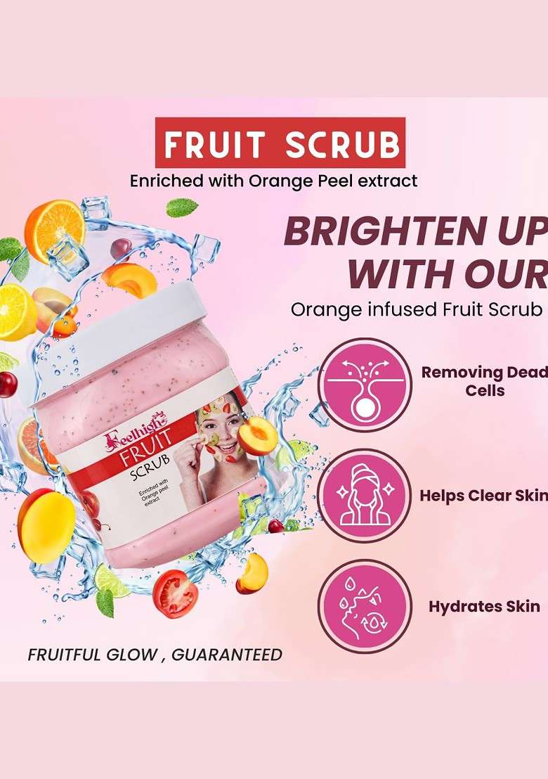 Feelhigh Set Of 2 Papaya Cream Fruit Scrub 500Ml Each - Indya