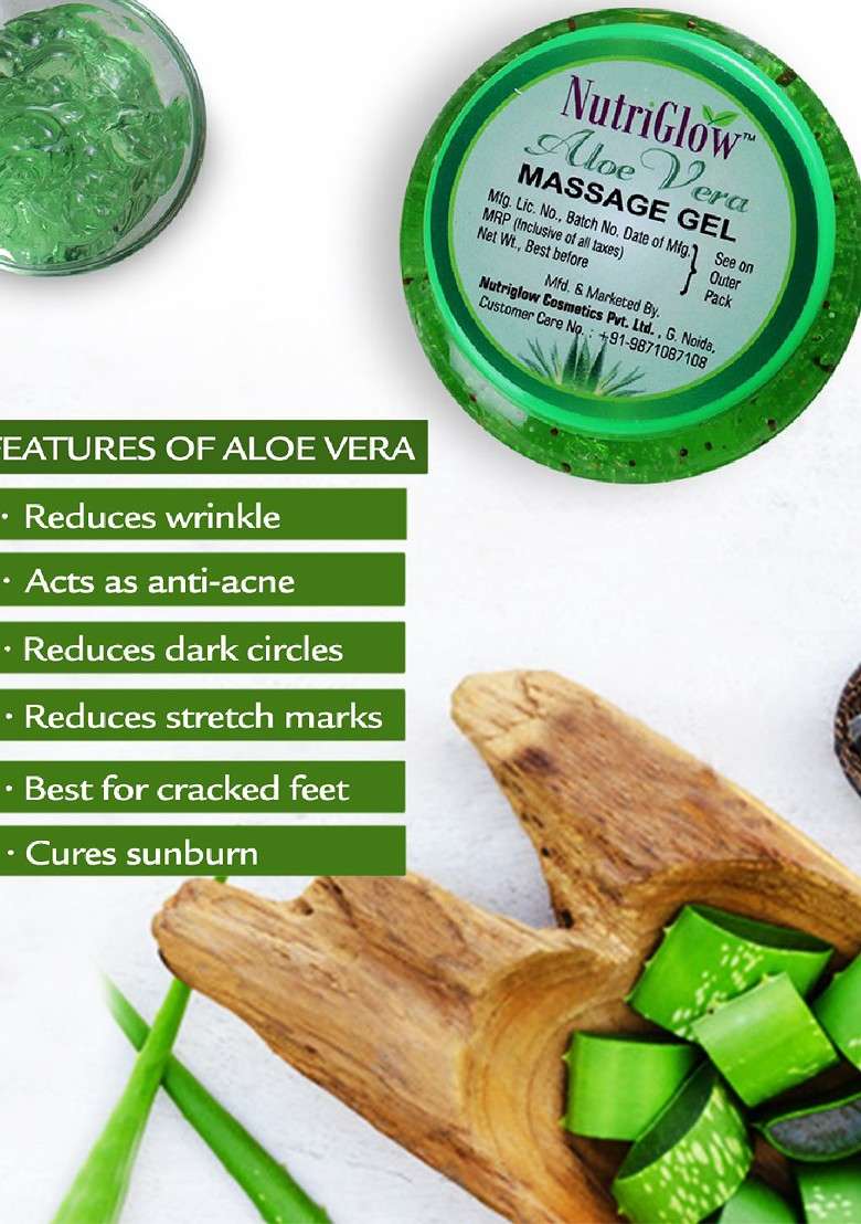 Nutriglow Combo Of Wine Facial Kit 250G 10Ml Aloe Vera Massage Gel 100G - Indya
