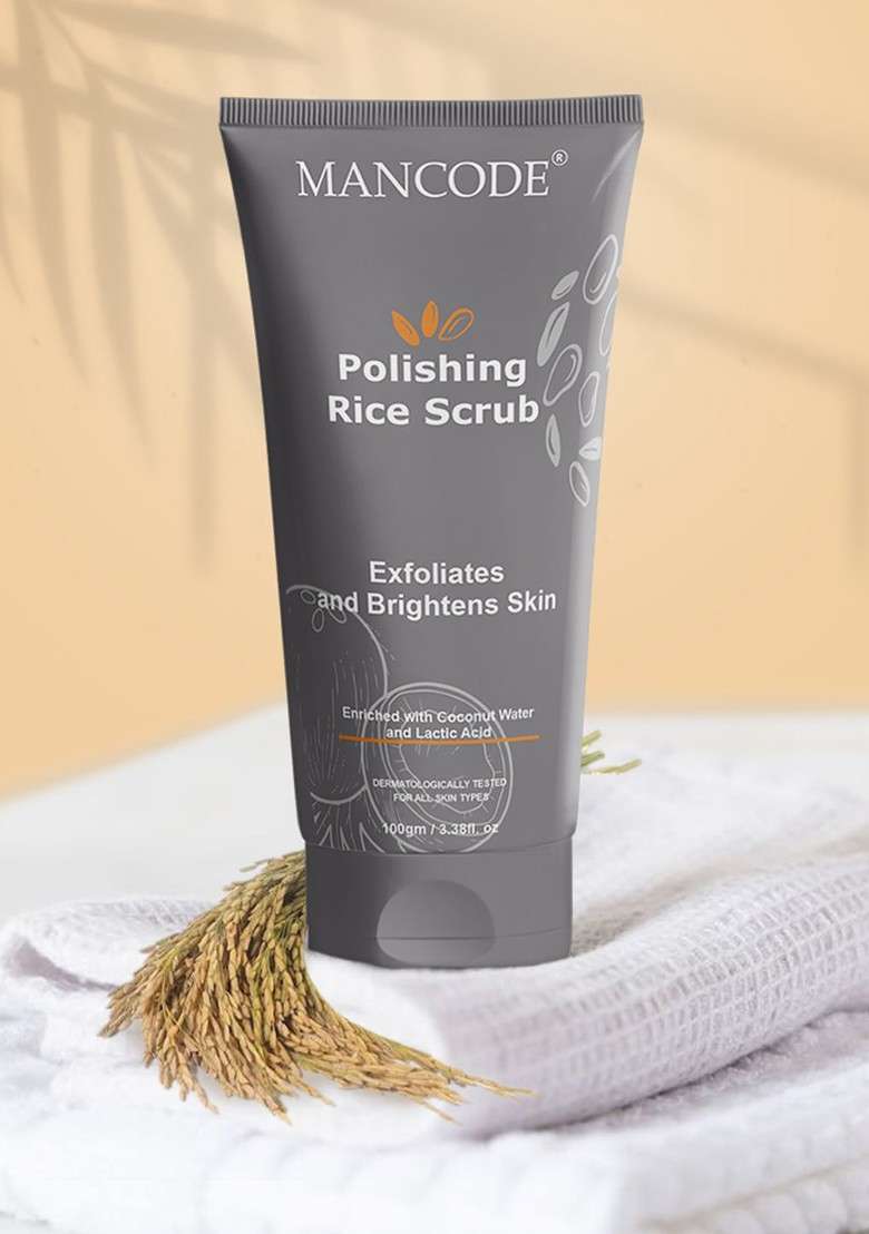 Mancode Polishing Rice Scrub For Oil Control 100Gm - Indya