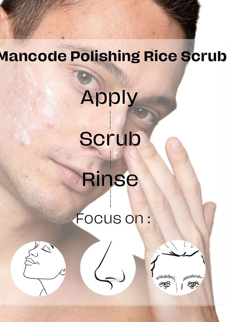 Mancode Polishing Rice Scrub For Oil Control 100Gm - Indya