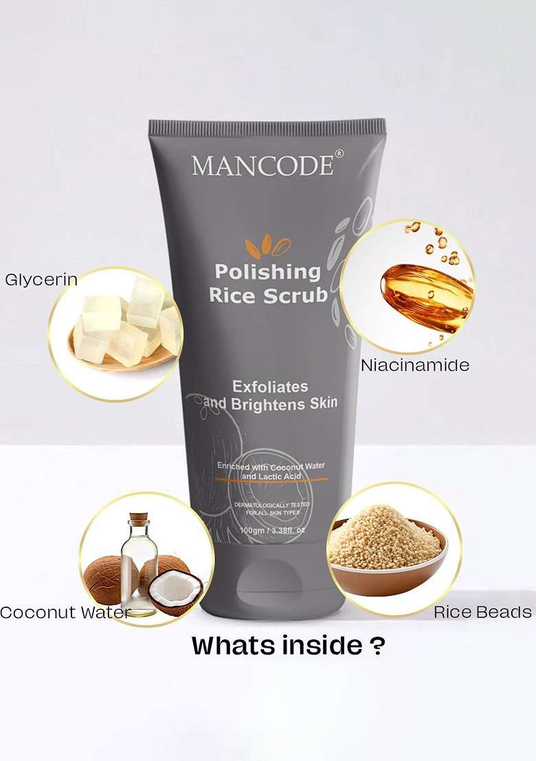Mancode Polishing Rice Scrub For Oil Control 100Gm - Indya
