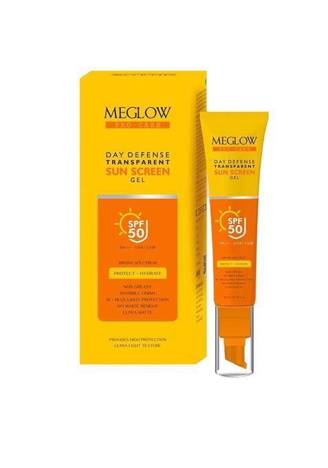 Meglow Pro Care Day Defence Broad Spectrum Spf 50 Sunscreen Gel For Face 30Ml