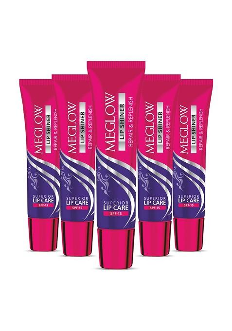 Meglow Lip Shiner Set Of 5 For Nourishment With Spf 15 Jojoba Oil 15G