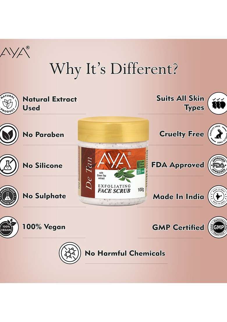 Aya Set Of Activated Charcoal De Tan Exfoliating Face Scrubs 100 Ml Each - Indya