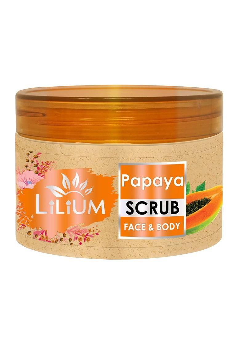 Lilium Papaya Skin Smoothening Face Body Scrub With Aqua Xanthan Gum 250 G