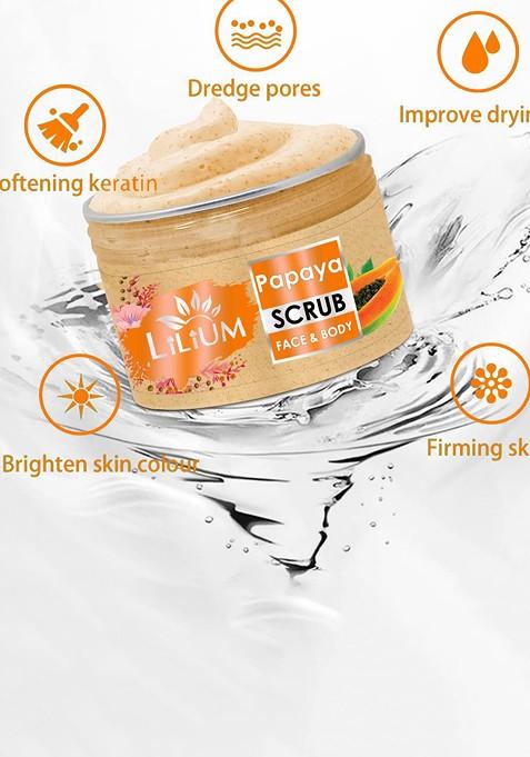 Lilium Papaya Skin Smoothening Face Body Scrub With Aqua Xanthan Gum 250 G