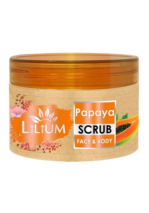 Lilium Papaya Skin Smoothening Face Body Scrub With Aqua Xanthan Gum 250 G