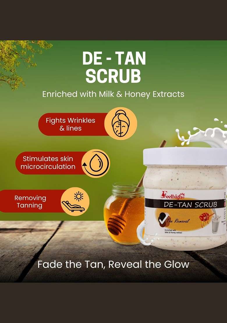 Feelhigh De Tan Scrub With Milk Honey Extract 500Ml - Indya