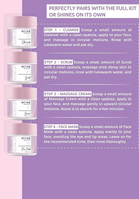 Glow Up Detan Facial Kit Glycolic Acid Rice Water Scrub 100G