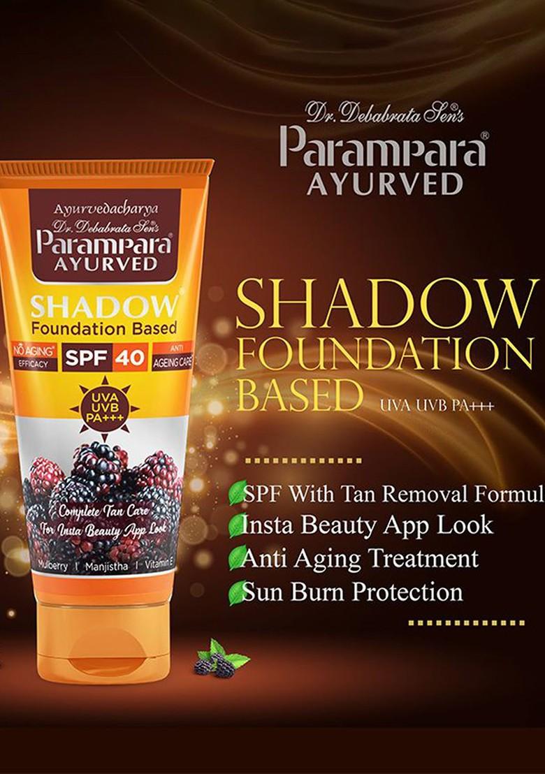 Parampara Ayurved Shadow Foundation Based Spf 40 Sunscreen Cream With Vitamin E 60Ml
