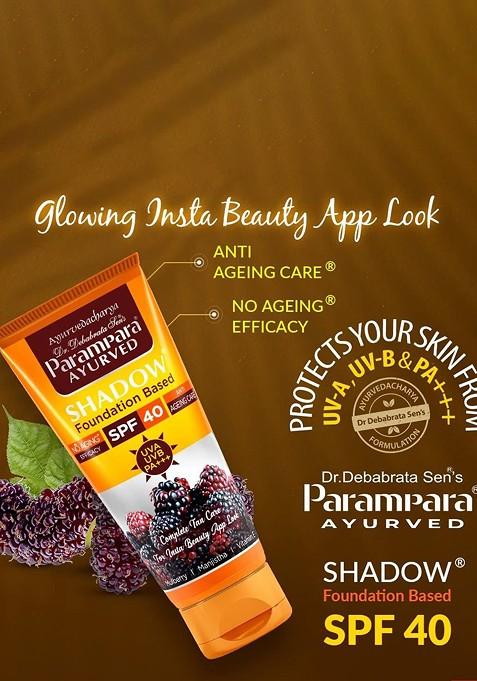 Parampara Ayurved Shadow Foundation Based Spf 40 Sunscreen Cream With Vitamin E 60Ml