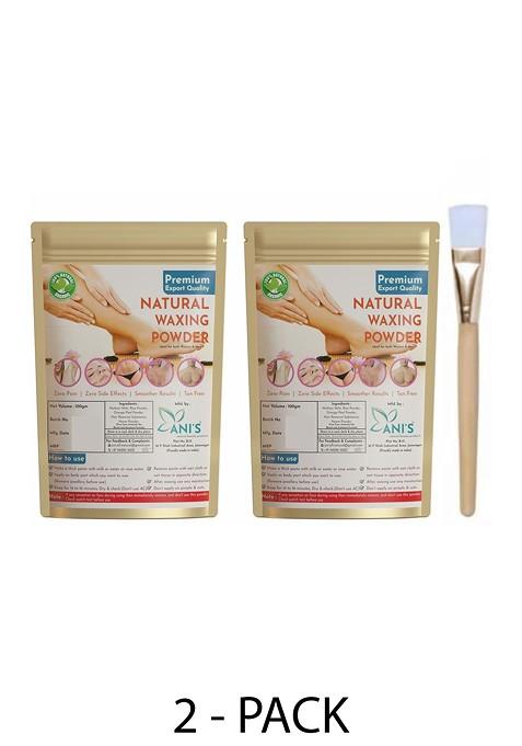 Ani'S Set Of 2 Zero Pain Tan Free Natural Waxing Powder With Brush 100G Each