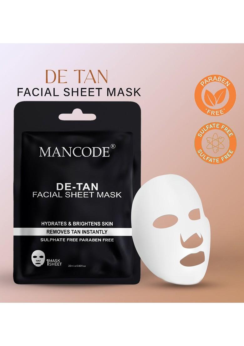 Mancode Pack Of 3 De Tan Facial Sheet Mask 25Ml Each
