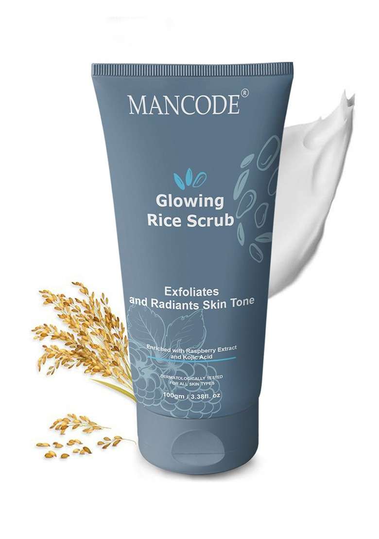 Mancode Glowing Rice Scrub For Radiant Skin Tone 100Gm - Indya