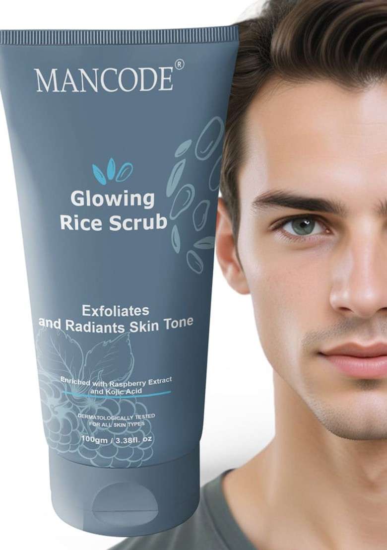 Mancode Glowing Rice Scrub For Radiant Skin Tone 100Gm - Indya