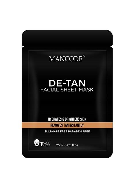 Mancode Pack Of 5 De Tan Facial Sheet Mask 25Ml Each