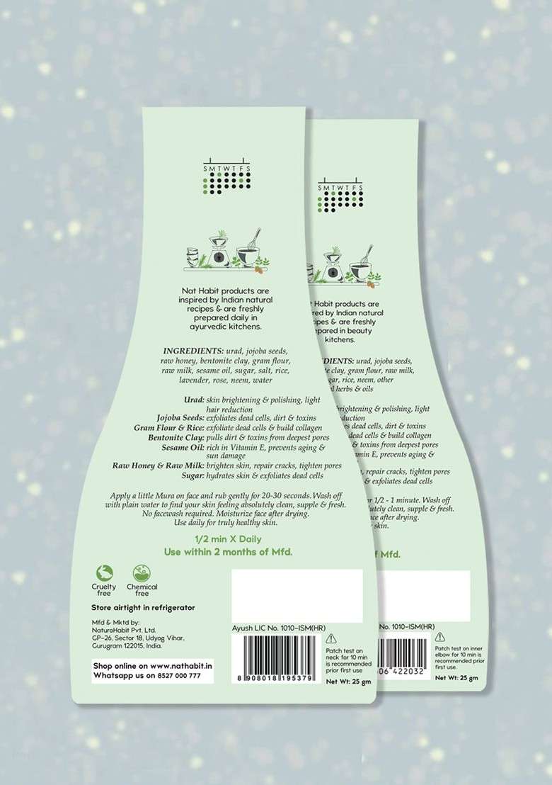 Nat Habit Set Of 2 Fresh Exfoliating Mura Face Exfoliator With Urad Jojoba 25 G Each - Indya