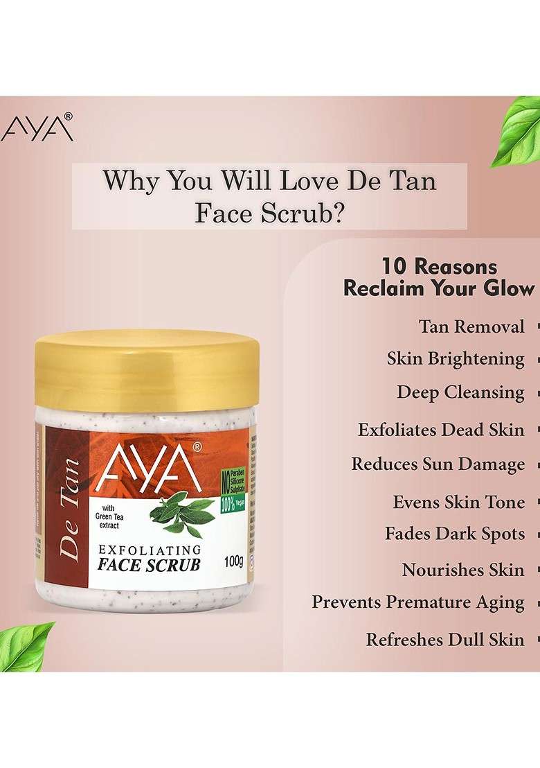 Aya Set Of De Tan Oatmeal Exfoliating Face Scrubs 100 Ml Each - Indya