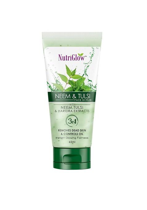 Nutriglow Neem Tulsi Face Scrub For Pimple Free Skin With Haridra Extracts 65Ml