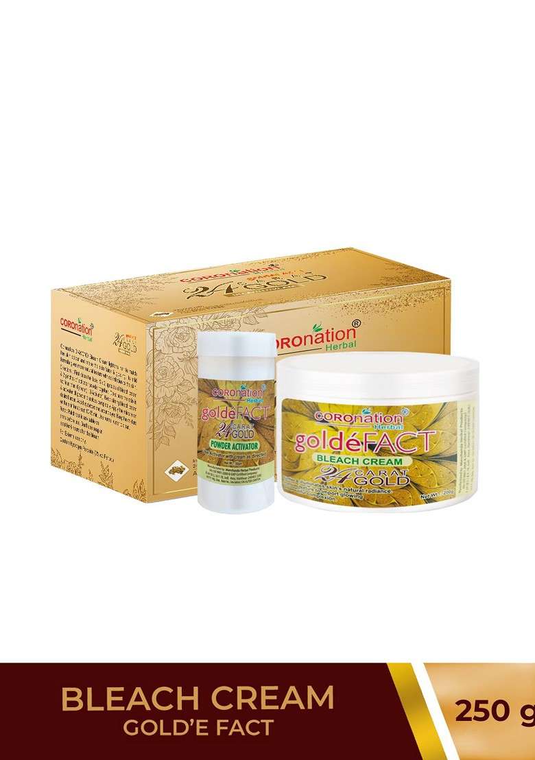 Coronation Herbal Goldefact 24 Carat Gold Bleach Cream 200G With Powder Activator 50G - Indya