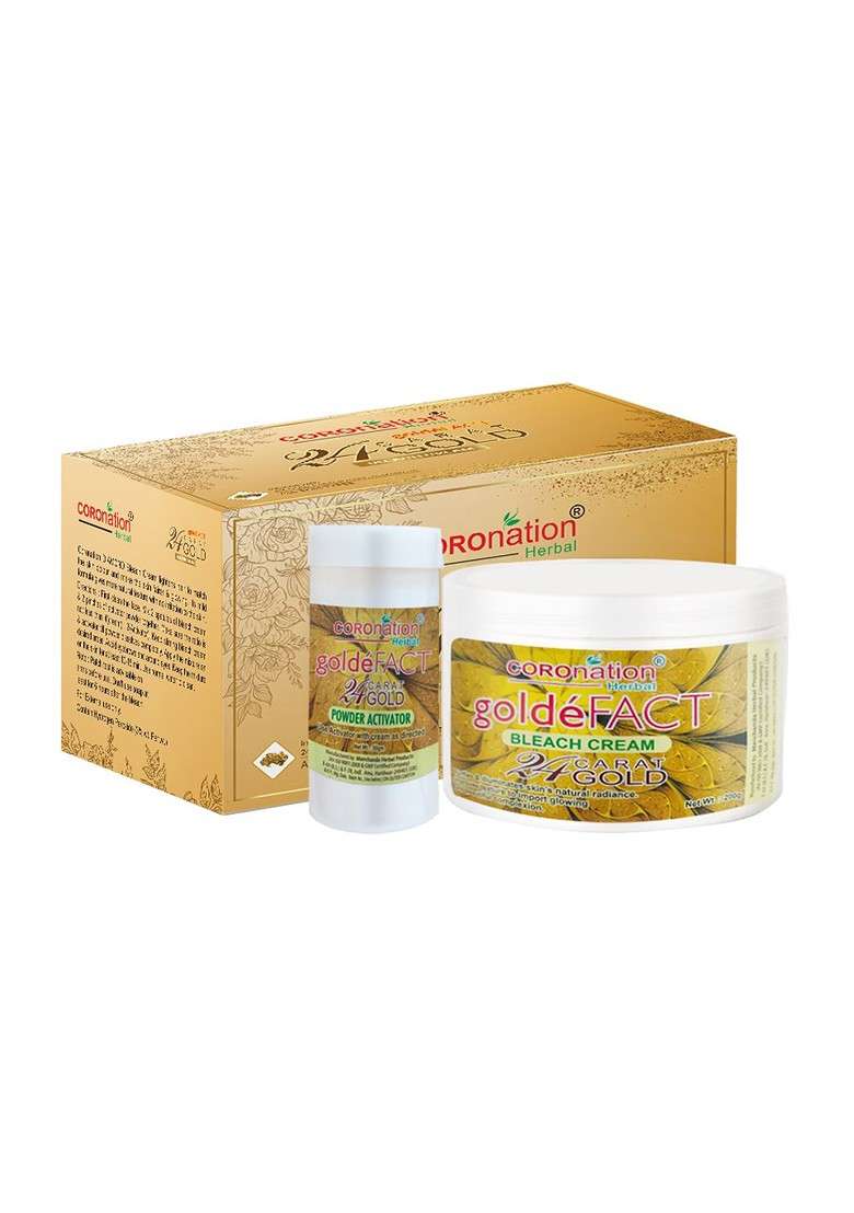 Coronation Herbal Goldefact 24 Carat Gold Bleach Cream 200G With Powder Activator 50G - Indya