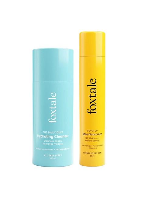 Foxtale Set Of The Daily Duet Cleanser 100Ml Coverup Dewy Sunscreen Spf 50 Pa 150Ml