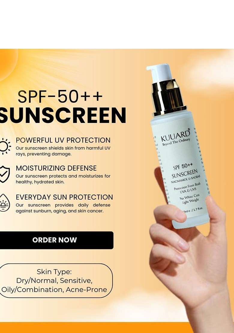 Kuuard Beyond The Ordinary Sunscreen Spf 50 With Niacinamide No White Cast Ml - Indya