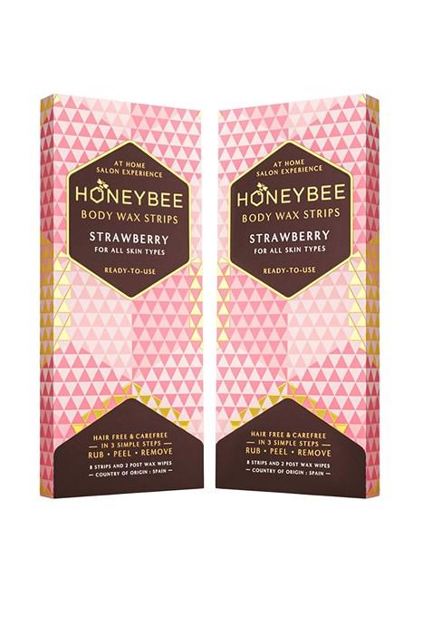 Honeybee Set Of 2 Strawberry Body Wax Strips 8 Post Wipes Each