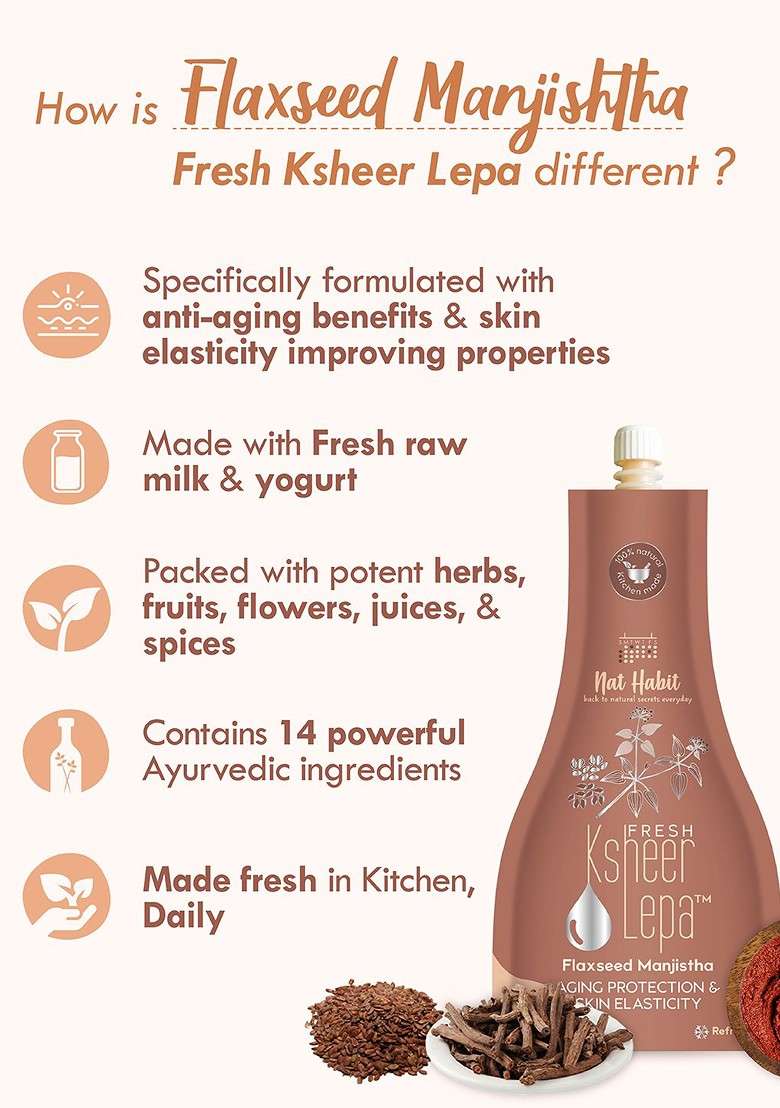 Nat Habit Set Of 2 Flaxseed Manjistha Fresh Ksheer Lepa 40 G Each - Indya