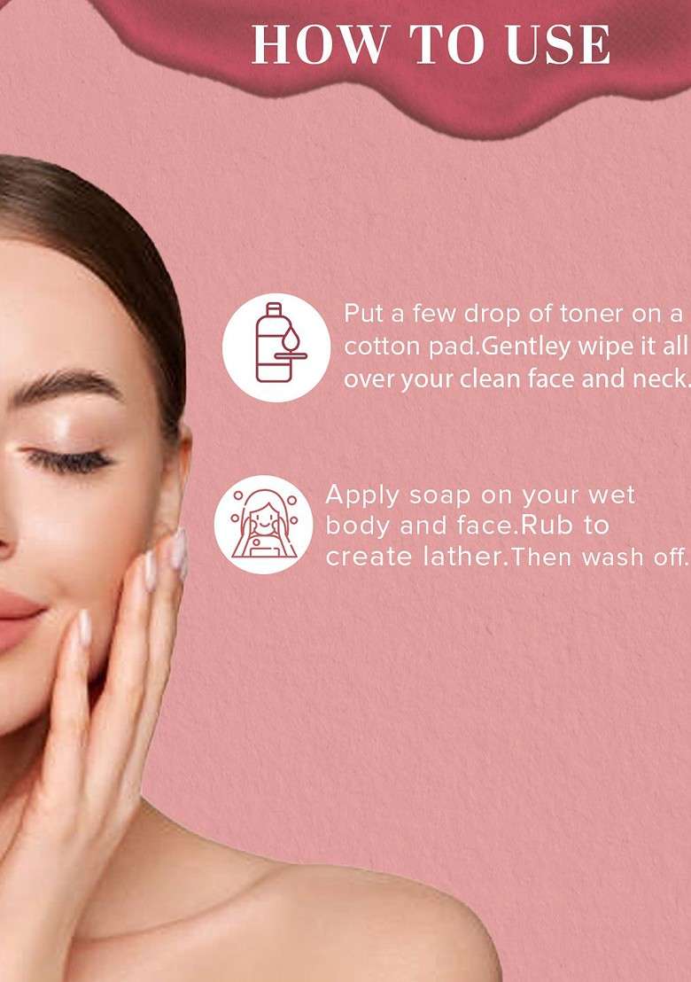 Khadi Natural Set Of Pure Rose Water Skin Toner Handmade Apricot Scrub Soap - Indya