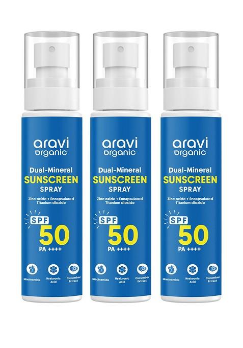 Aravi Organic Women Pack Of 3 30 To 50 Protection Niacinamide Sunscreen Body Spray