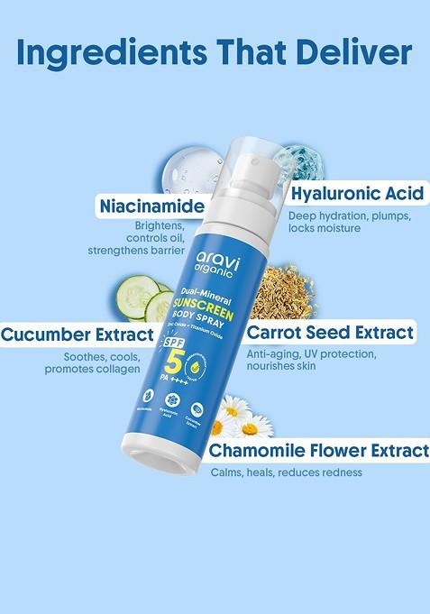 Aravi Organic Women Pack Of 3 30 To 50 Protection Niacinamide Sunscreen Body Spray