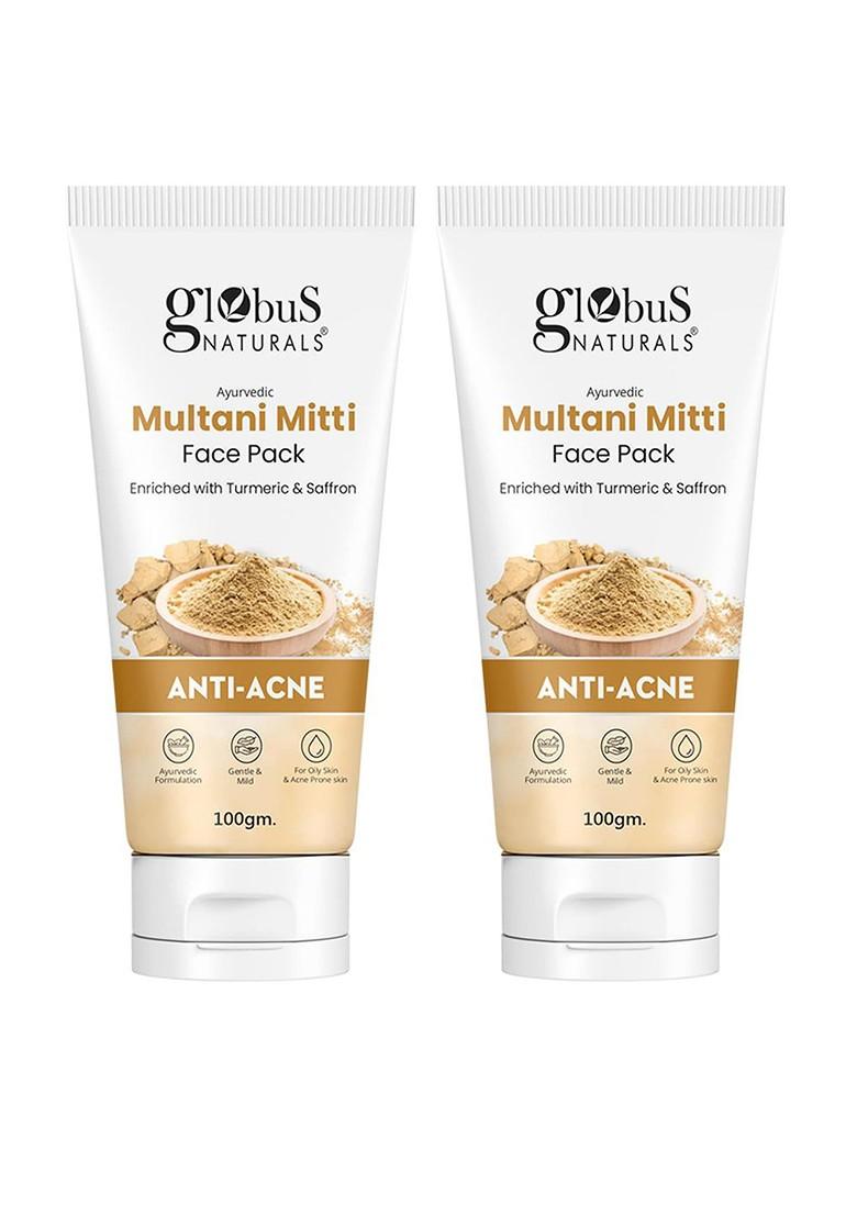 Globus Naturals Set Of 2 Anti Acne Multani Mitti Face Pack 100G Each