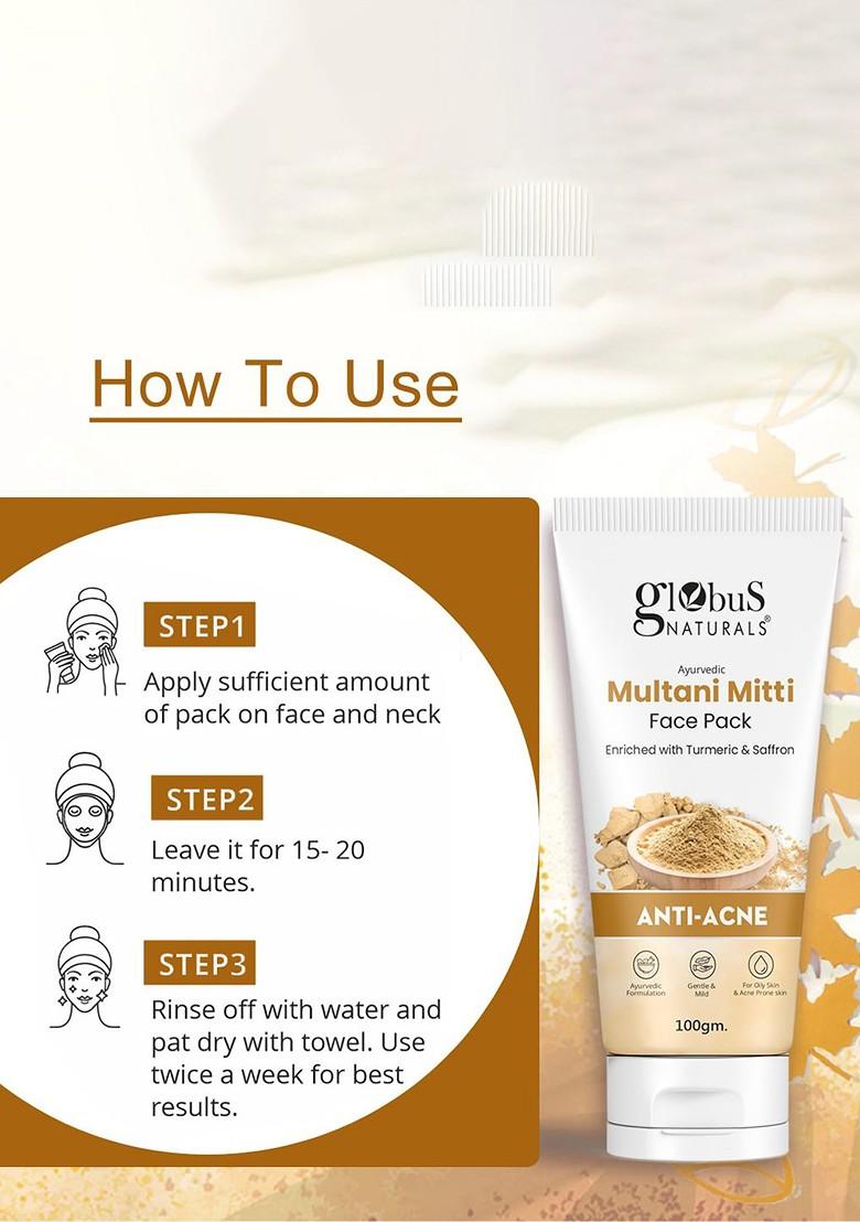 Globus Naturals Set Of 2 Anti Acne Multani Mitti Face Pack 100G Each