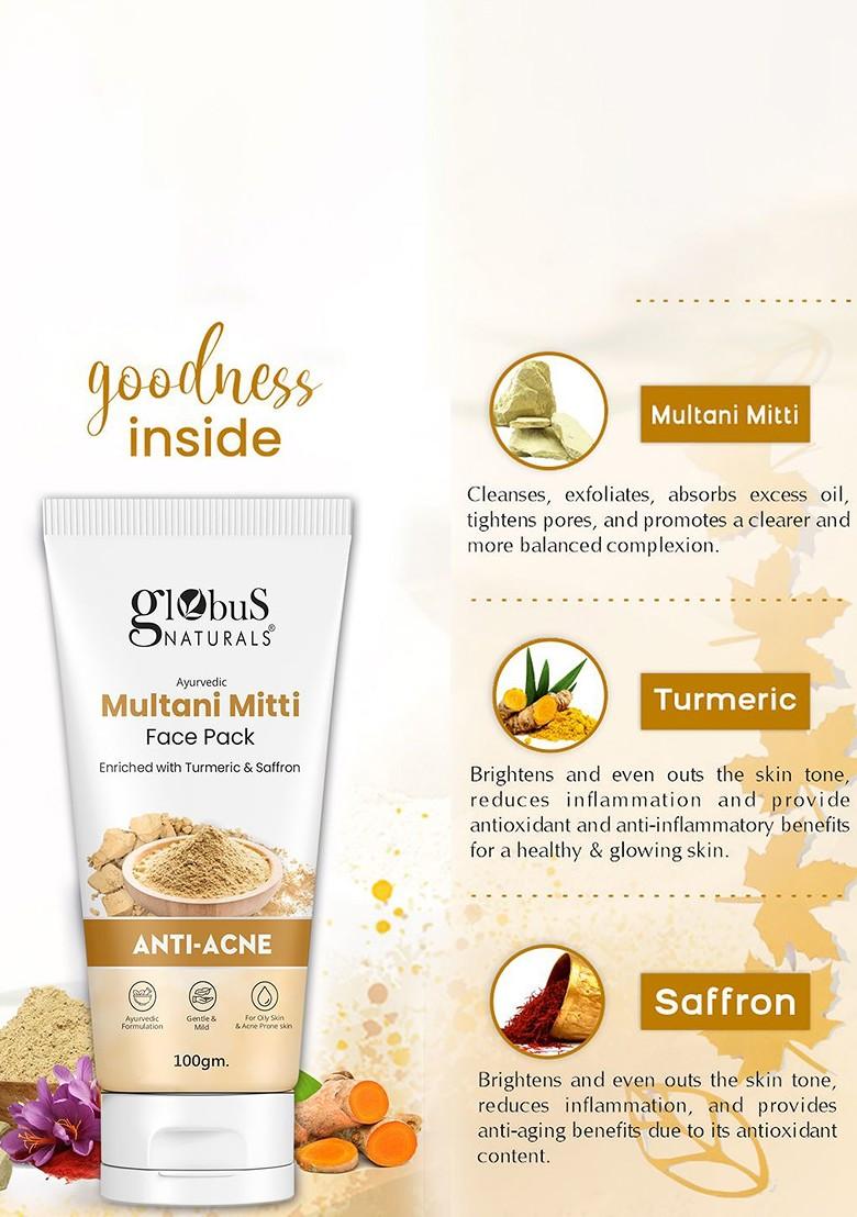 Globus Naturals Set Of 2 Anti Acne Multani Mitti Face Pack 100G Each