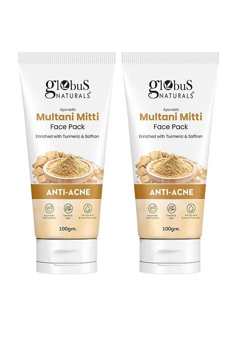 Globus Naturals Set Of 2 Anti Acne Multani Mitti Face Pack 100G Each