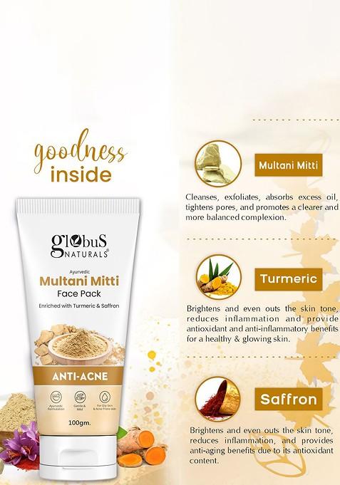 Globus Naturals Set Of 2 Anti Acne Multani Mitti Face Pack 100G Each