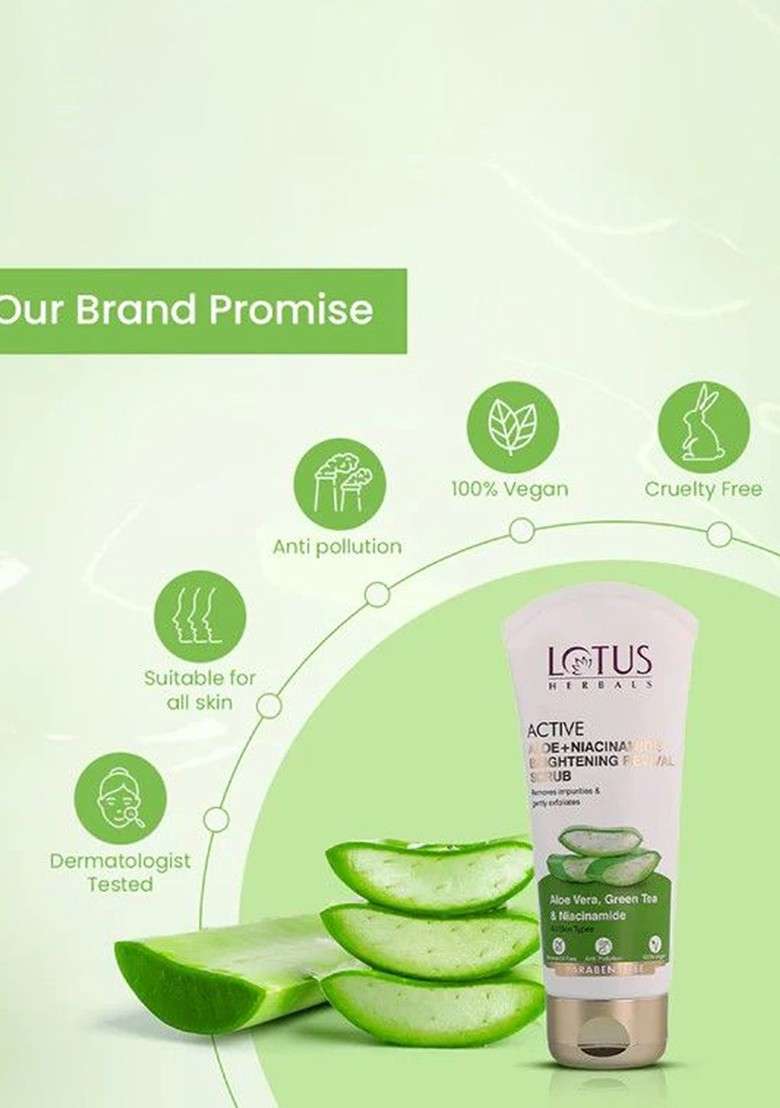 Lotus Herbals Set Of 2 Active Aloe Niacinamide Brightening Revival Scrub 100G Each - Indya