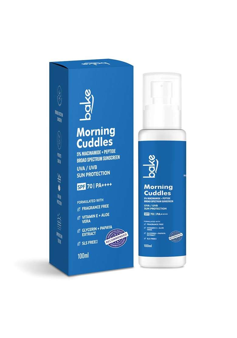 Bake Morning Cuddles 5 Niacinamide Sunscreen Spf 70 Pa With Peptide 100Ml - Indya