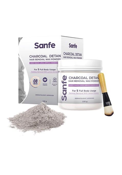 Sanfe Charcoal Detan 8 Minute Painless Hair Removal Wax Powder 100Gm